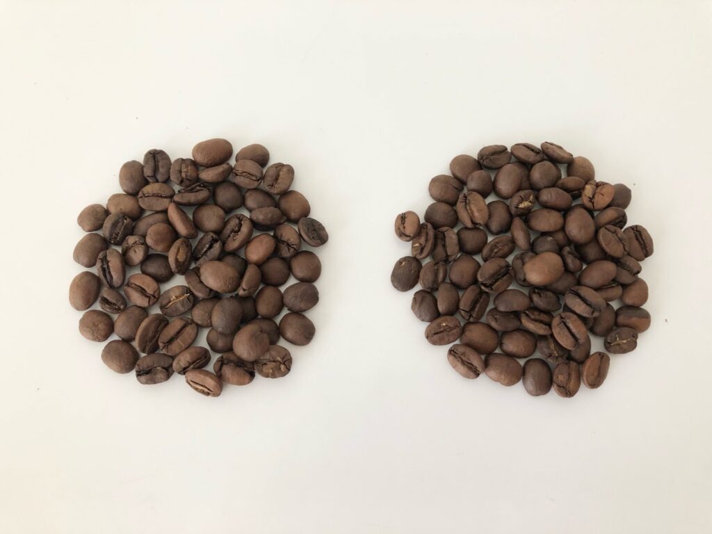 コーヒー豆の量の比較画像